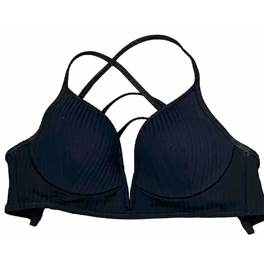 Shade & Shore 34C Bikini Top Push Up U/W Multiway Plunge Padded Black 34 C Beach
